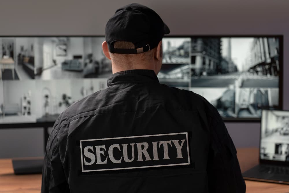 Professional security guard on duty